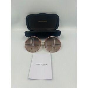 Linda Farrow Selene Round Sunglasses Gold Gradient Oversized Designer Eyewear